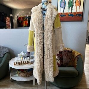 Urban outfitters Amelia faux fur trim check overcoat